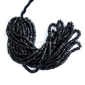 Cuentas facetadas de ónix negro natural de 5 mm y 6 mm en forma de neumático, cuentas sueltas de piedras preciosas para la fabricación de joyería, cuentas de ónix negro Heishi. - Product Image 1