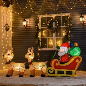 Decorazione Gonfiabile Natalizia da Esterno con Babbo Natale, Slitta e Renne Illuminate a LED, Lunga 2,4 Metri - Product Image 2