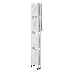 Scaffale Pieghevole a 5 Ripiani 28 L x 15 P x 64 H Pollici, Unità di Stoccaggio in Metallo con 5 Ruote, Organizzatore Senza Montaggio per Conservazione Alimenti - Product Image 2