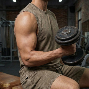 Ensemble de jogging et de sport d'été sur mesure en deux pièces, short et t-shirt en polyester et élasthanne, pour hommes - Product Image 6