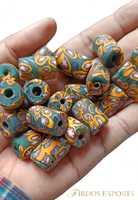 Perles de verre Lampwork FIRDOS EXPORTS, jaunes et noires rayées, rondes, en vrac, pour la création de bijoux