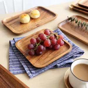 Plateau à vaisselle en bois d'acacia écologique à un seul niveau avec compartiments - Product Image 3