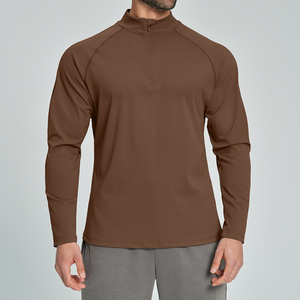 High Performance Men's Quarter Zip Sports Shirt | <b>Moisture</b> Wicking Long Sleeve Golf Pullover Front | Eco-Friendly Fitness - Product Image 2