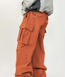 Men's Gray Lightweight Cotton Canvas Cargo Pants Elastic Waist Machine Washable Multiple Pockets Workwear Style Autumn Wear - Product Image 3