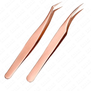 Pince à épiler de précision Zullo Rose Gold pour extensions de cils, en acier inoxydable, couleur personnalisée, outil pour cils avec logo, pour cils volumineux - Product Image 4