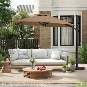 Ombrellone da Giardino a Doppio Strato Ventilato 9x8.2FT, Ombrellone da Spiaggia per Piscina, Design a Sbalzo Marrone in Poliestere per Cortile - Product Image 3