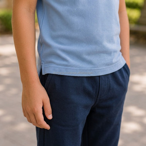 Ensemble uniforme scolaire pour enfants, tissu tricoté en coton, polo avec logo brodé pour garçons et filles, couleurs bleu marine - Product Image 6