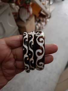 Bracelet manchette en résine blanc et marron à motif animalier pour femme, imprimé éléphant, rond et lisse, bijou de mode pour le bras - Product Image 4