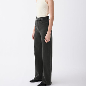 Pantalones Vaqueros de Cintura Alta y Pierna Ancha para Mujer, Holgados, Largos, Casuales, Negros, de Algodón, Color Sólido, Estilo Simple, para Otoño - Product Image 3