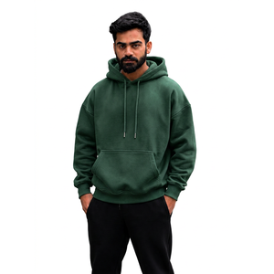 Sweat-shirt à capuche rouge pour homme, coupe classique, couleur unie, 100% coton molletonné, décontracté, avec poche, tricoté, vêtement d'hiver, service OEM - Product Image 2