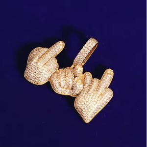 Collier pendentif geste de main de luxe serti de moissanite, plaqué argent, style hip-hop, bijou de déclaration pour homme, cadeau de fête - Product Image 2