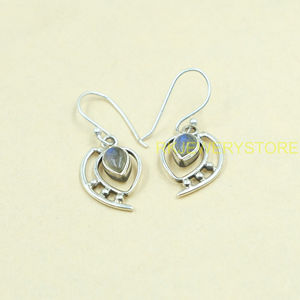 Boucles d'oreilles pendantes en argent sterling 925 faites à la main pour femmes, pierres précieuses en labradorite naturelle, cadeau de Noël pour elle - Product Image 5
