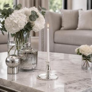 Candle Holder Brass Nickel-Plated Candle Holder Candlestick Wedding & Christmas Decorative Candle <b>Stand</b> - Product Image 5