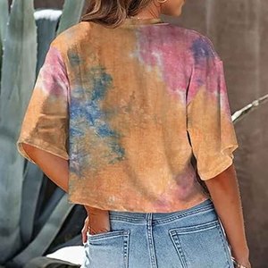 Haut court décontracté à manches courtes pour femme, couleur unie, style streetwear tendance - Product Image 3