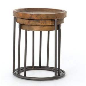 Elegante Mesa Auxiliar de Hierro con Tapa de Madera que Mejora las Esquinas con una Hermosa Silueta y Soporte Confiable - Product Image 3