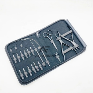 Matte Black Color Professional Hair Extension Tools Kit Surgical Grade Stainless Steel Scissors Pliers Looping <b>Hook</b> Metal <b>Clips</b> - Product Image 5