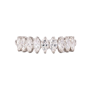 Bague de fiançailles demi-éternité en or massif 10K 14K 18K avec diamant de laboratoire taille marquise, couleur DEF, clarté VS VVS, certifié IGI, vente en gros - Product Image 4