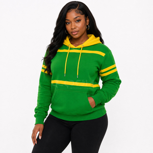Sudadera con Capucha Cosh International Sorority Sisterhood en Verde y Amarillo con Bloques de Color, Sudadera Informal para Mujer con Bolsillos y Logotipo Personalizado en la Parte Delantera - Product Image 3