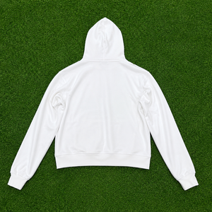 Sweat à capuche personnalisé en coton avec impression DTG, motif graphique, streetwear, manches longues, pull-over blanc pour homme - Product Image 2