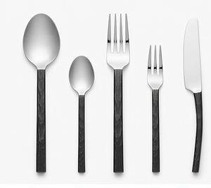 Modern Minimalist Flatware <b>Set</b> With <b>Black</b> Handles And Mirror Finish Dishwasher Safe Stainless Steel <b>Cutlery</b> For Wedding Use - Product Image 1