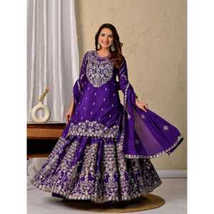 Conjunto Dupatta hermoso y parte inferior superior de ropa de fiesta para mujer de diseñador - Product Image 1