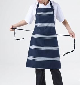 Tablier en coton tissé unisexe bleu marine avec rayures grises pour restaurant, bar, uniforme de chef - Product Image 5