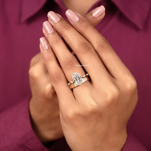 925 Sterling Silver Oval Cut Moissanite Open <b>Ring</b> <b>Set</b> with Clover Pave Band Luxury Fine Jewelry <b>for</b> <b>Women</b> Custom Wholesale Gifts - Product Image 5