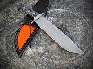 Cuchillo Bowie con mango de madera, hoja de acero inoxidable, punta de clip, herramienta de caza y supervivencia para exteriores, grado industrial OEM, garantía de 3 años - Product Image 1