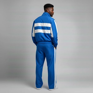 Conjunto Deportivo para Hombre, Azul a Rayas, con Cierre Completo y Cuello de Media Cremallera, Estilo Deportivo, Transpirable, de Poliéster, para Primavera, Corte Regular - Product Image 2