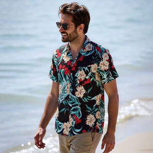Chemise hawaïenne imprimée par sublimation pour hommes, logo personnalisé, motif floral tropical, respirante, chemise de plage - Product Image 3