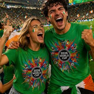 Camiseta para Fanáticos del Fútbol 2026, 100% Algodón, Tejido de Punto Suave, Corte Regular, Diseño Gráfico de Fútbol, Deportes Internacionales - Product Image 1