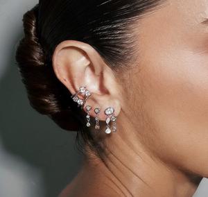 Pendientes Colgantes de Oro Sólido de 18K Estilo Africano con Diamantes Engastados en Bisel de Múltiples Formas, Set de Pendientes para Novia, Pendientes de Boda - Product Image 5