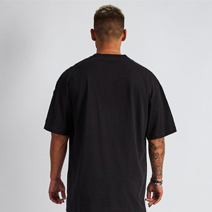 T-shirt noir ample à manches courtes et col rond pour homme, style streetwear uni - Product Image 6