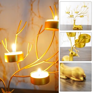 Portavelas de reno dorado premium, diseño decorativo de metal para centro de mesa, regalos para el hogar y decoración de temporada. - Product Image 5