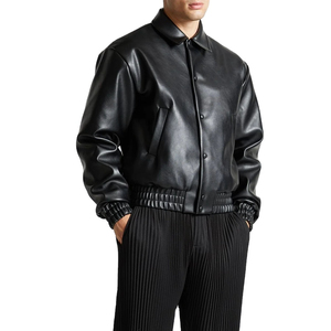 Rahsal Industries Men's Black Gray Solid Winter Varsity Jacket PU Leather Hooded Zipper Closure Breathable STREETWEAR Regular - Product Image 4
