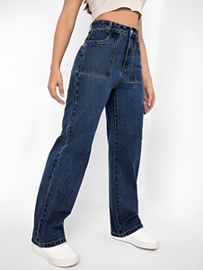 Pantalones de Mujer de Talle Grande, Cintura Alta, Pierna Ancha, Algodón Suave con Spandex, Corte Holgado Informal, Largos, Color Sólido, Cintura Elástica - Product Image 4