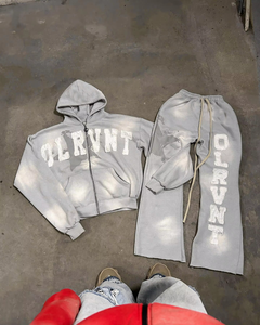 Fabricants de sweats à capuche pour hommes personnalisés avec broderie 3D, effet délavé, appliqué brodé et patch, ensemble sweat à capuche et pantalon de survêtement - Product Image 3