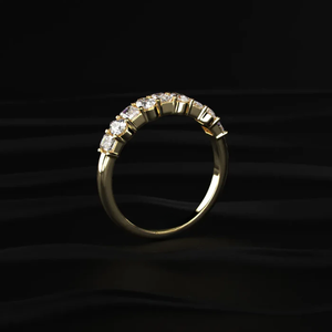 Anillo de Diamantes de Media Eternidad con Corte Esmeralda y Pera, Anillo de Diamantes Hecho a Mano, Anillo de Diamantes de Lujo, Joyería Fina VVS-VS - Product Image 1
