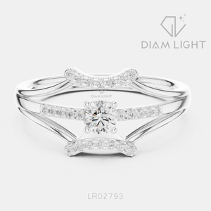 Bague de fiançailles et de mariage pour femme, cadeau de bijoux, certifiée IGI, diamant de laboratoire taille ronde 0,146 carat, ensemble de bagues en or blanc 14 carats - Product Image 1