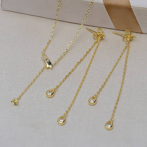 DIY Jewelry Accessories for Women S925 <b>Silver</b> Double <b>Chain</b> <b>Necklace</b> with <b>Long</b> Tassel Semi-Finished Crystal Earrings - Product Image 1