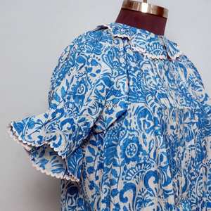 Robe évasée d'été pour femme, style décontracté et vintage, à motif floral, 100 % coton respirant et écologique, col rond, taille naturelle, grande taille - Product Image 5