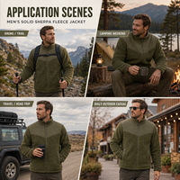 Veste Sherpa Homme Entièrement Zippée en Polaire D'Agneau Chaude pour l'Hiver, Manteau Décontracté en Polaire Personnalisé pour Homme, Vente en Gros