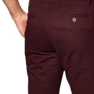 Pantalon chino marron pour homme, coupe slim, couleur vin, en coton, pour soirée, décontracté, vêtements professionnels, bas de tenue - Product Image 3