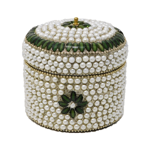 Boîte à bibelots ronde de grande taille, art indien, pour le rangement de bijoux ou de souvenirs, organisateur, cadeaux de mariage personnalisés, petite boîte cadeau perlée - Product Image 5