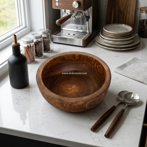 Bol en bois bol de soupe à salade de fruits, bols en bois rustiques faits à la main, bols de service en bois vaisselle - Product Image 6