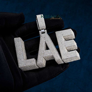 Pendentif Lettre LAE en Argent 925 Plaqué Rhodium avec Moissanite, Breloque Thème Hip Hop Unisexe pour Usage Quotidien - Product Image 3