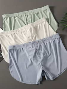 Men Knitted Solid Color Casual Loungewear Shorts Mid Rise Soft 100% Cotton All Seasons 3 Pieces - Product Image 6
