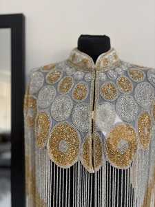 Cape d'épaule perlée en polyester pour femme avec franges, par COTTON COUTURE, idéale pour les soirées élégantes et les mariages - Product Image 6