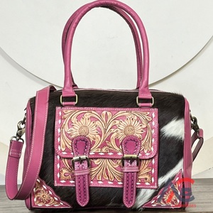 High-quality Hand Tooled Leather Medium Travel Speedy Bag Weekender Overnight <b>Storage</b> Crossbody Handbag Women Durable Duffel Bag - Product Image 1