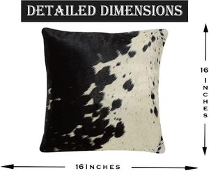 Housse de coussin carrée en fausse fourrure imprimé peau de vache, 16 pouces, style bohème, décoration d'intérieur - Product Image 1